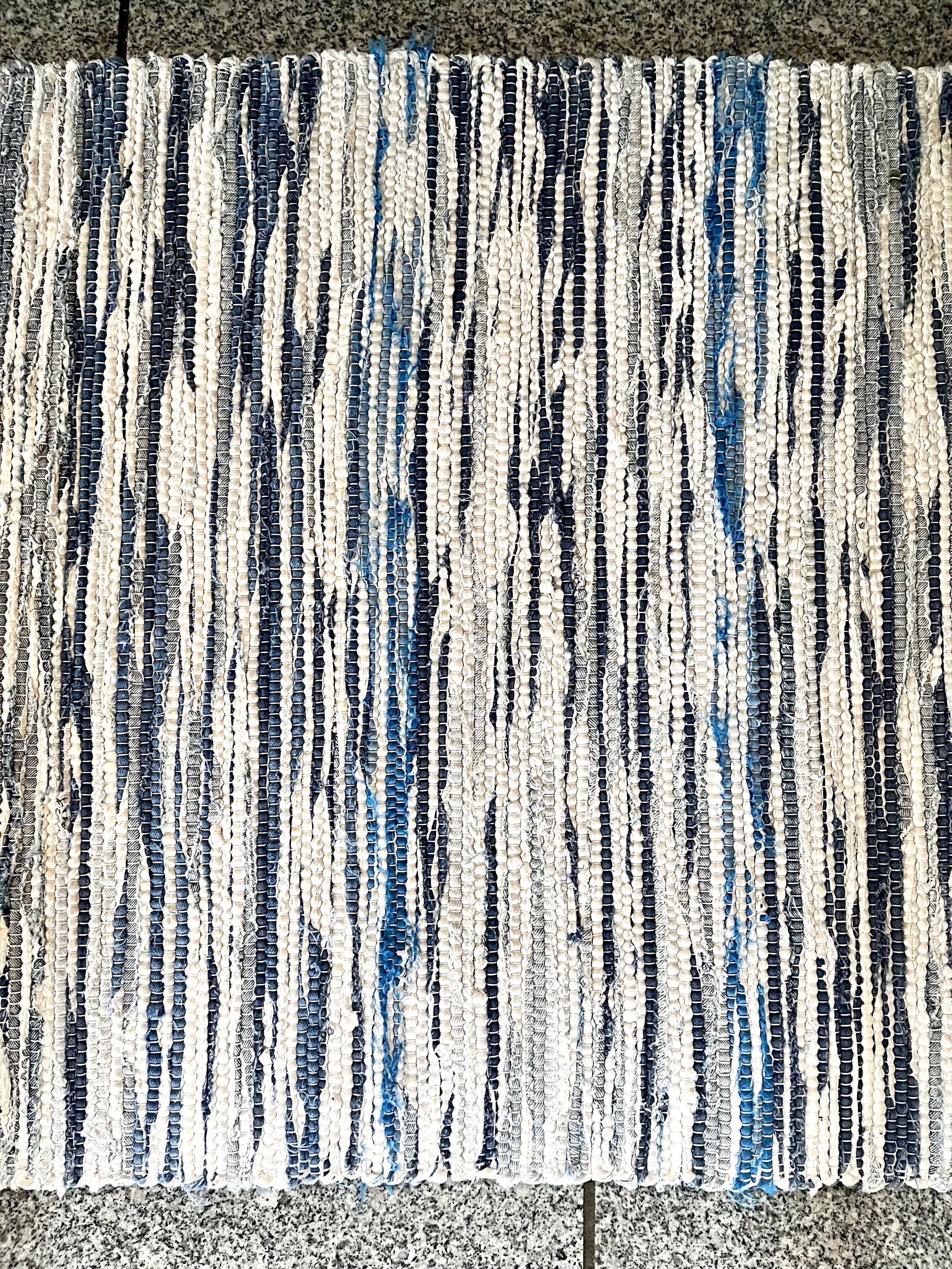 スウェーデン製ラグ、ロングヴィンテージハンドメイドラグ、1970年代