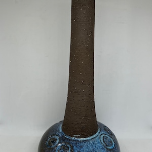 Danish Unique Sejer large ceramic table lamp semi glazed, handmade and signed Sejer UNIC, midcentury Danish ceramic design