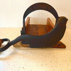 Raadvad Denmark antique / first model No. 00, LARGE rare early 1900 Black bread slicer/ cook book rack, Danish vintage design