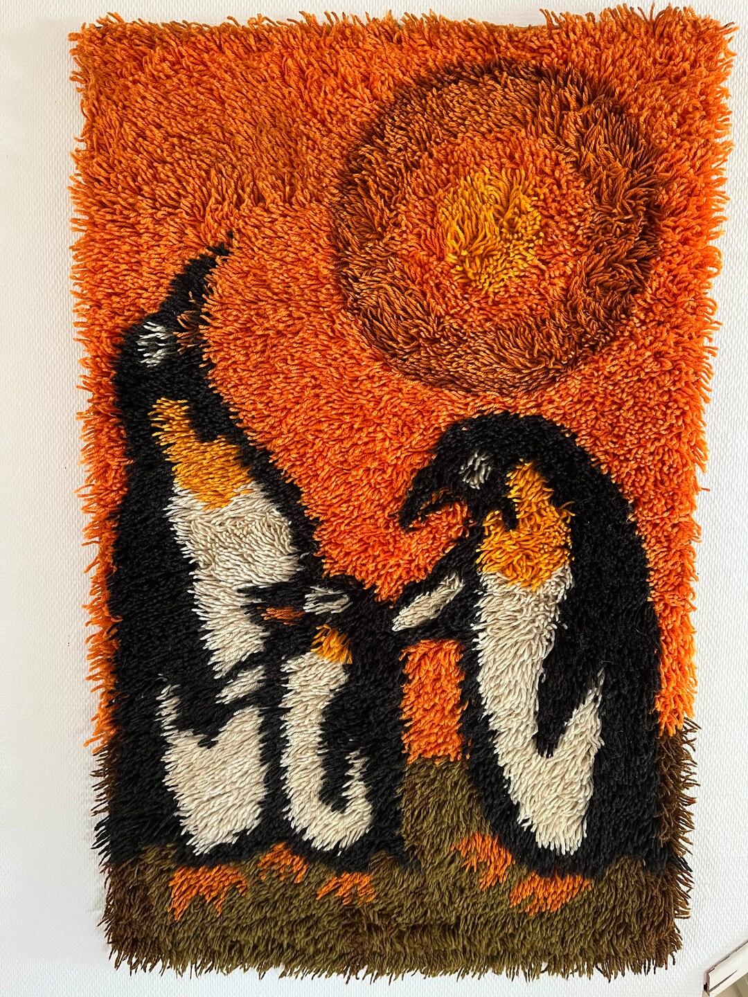 Danish Ege Rya Rug/ Tapestry 100% Wool Penguin Family Motif - Etsy