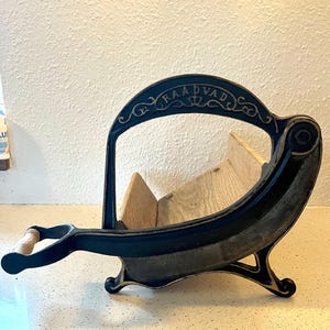 Raadvad Denmark antique / early model No. 7, LARGE rare 1940s Black bread slicer/ cook book rack, with &quot;Gold&quot; details, Danish vintage design