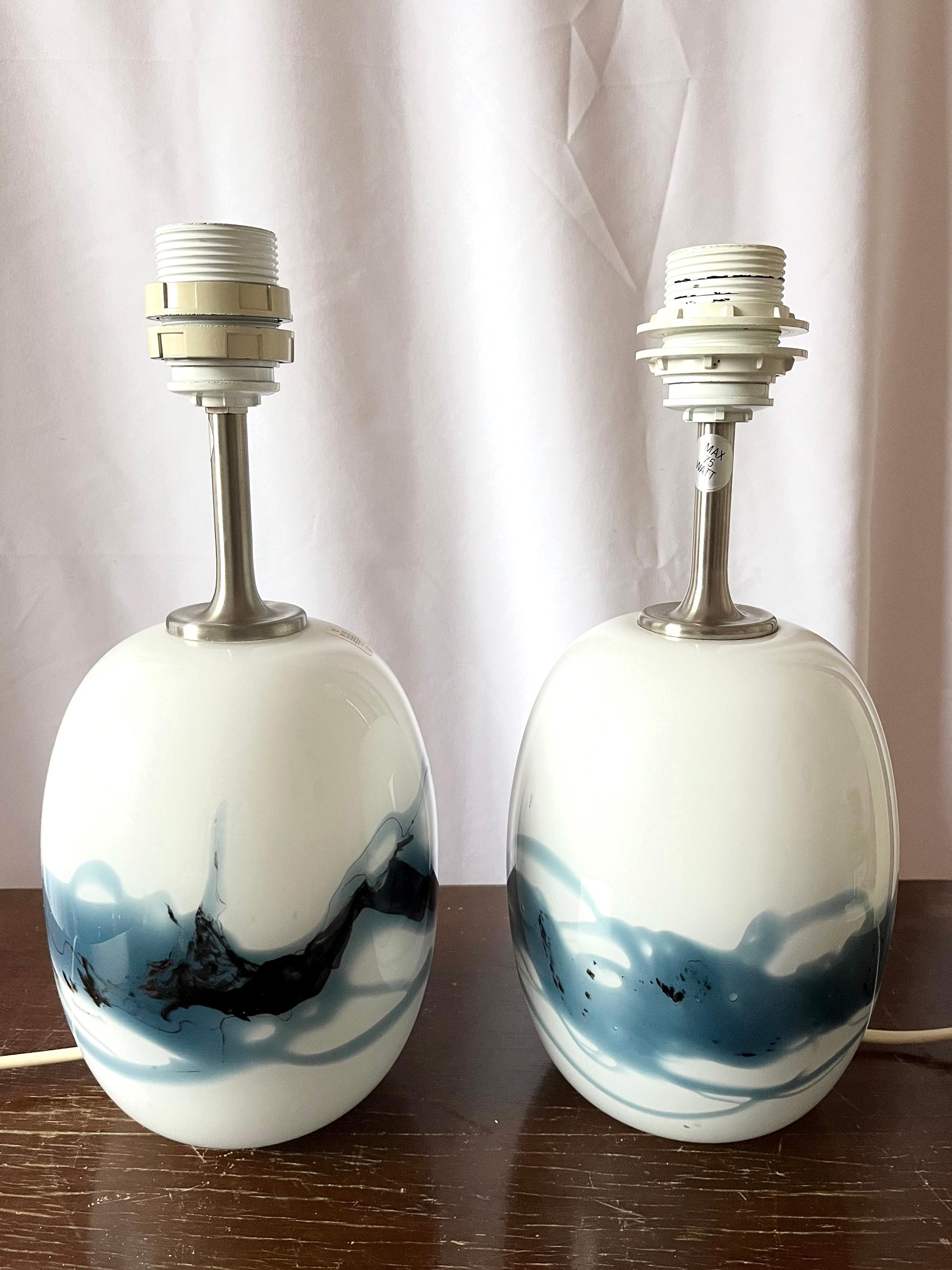 Holmegaard Sakura Blue、MINT、楕円形のテーブルランプ2個セット