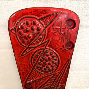 Upsala Ekeby ceramic wall plate, MINT condition EXTREMELY rare Ester Wallin Red glazed ceramic plaque handmade, vintage Swedish design