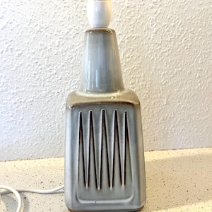Soholm ceramic table lamp, rare table lamp with square base, designed and signed by Einar Johansen, midcentury Danish design
