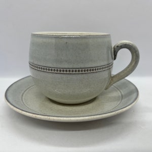 Höganäs cup MINT, Old Höganäs Savoy / Pärlband ceramic coffeecup duo sets white glaze, John Andersson Swedish midcentury design