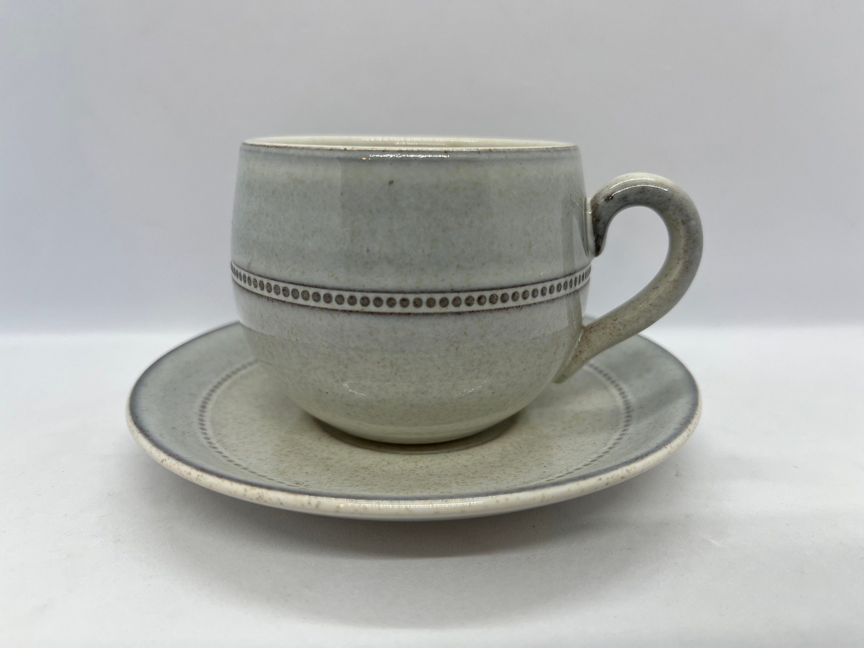 *送料無料* Hoganas Keramik SAVOY カップ＆ソーサー ホガナス*スウェーデン*北欧*ビンテージ HOGANASKERAMICホガナスケラミックダブルハンドルスープカップ2個