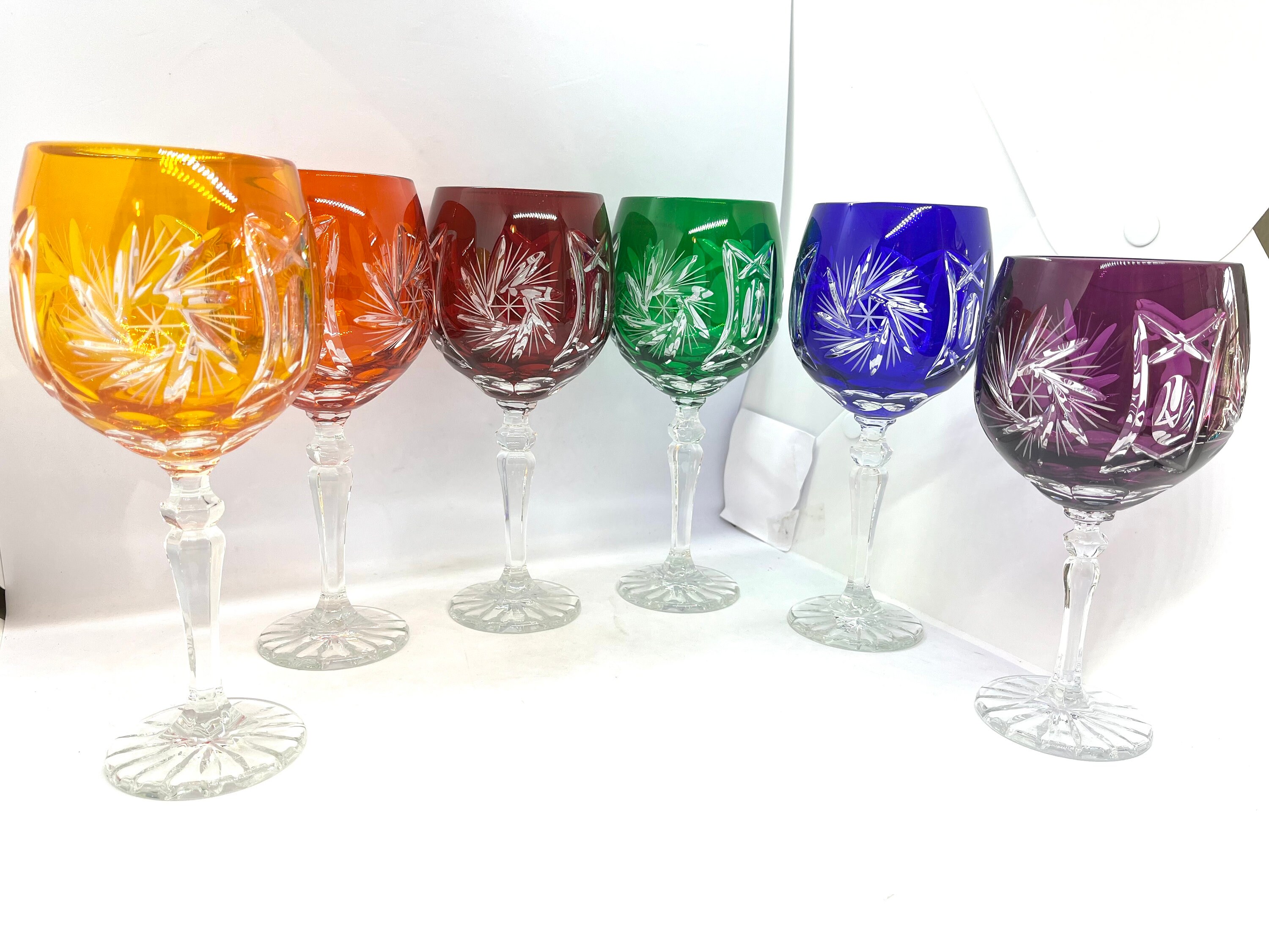 【ボヘミアグラス】 ゴブレット ボヘミアンワイングラス L、ボヘミアンクリスタルのレインボー