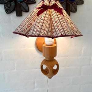 Vintage Pine sconce, STUNNING Swedish detailed handcraft art wall lamp in solid Pine wood, including shade, vintage Swedish design