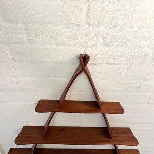 Danish Teak Triangular Amager Shelf, large model with three shelves, designed and made by Peder Moos, vintage Danish design image 7