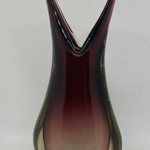 Flavio Poli Sommerso vase Murano, stunning vase in Purple and clear glass, Mid century Italian glass art