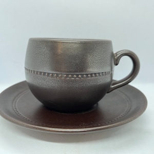 Höganäs cup MINT, Old Höganäs ceramic coffeecup duo sets dark brown, John Andersson Swedish midcentury design