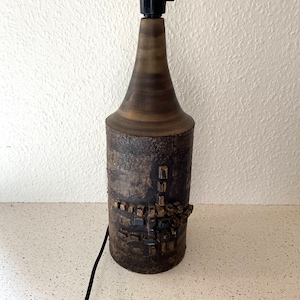 Danish ceramic table lamp, EXTRA LARGE handmade Unique ceramic table lamp, signed BJØRN, outstanding ceramic Danish handcraft 1960s