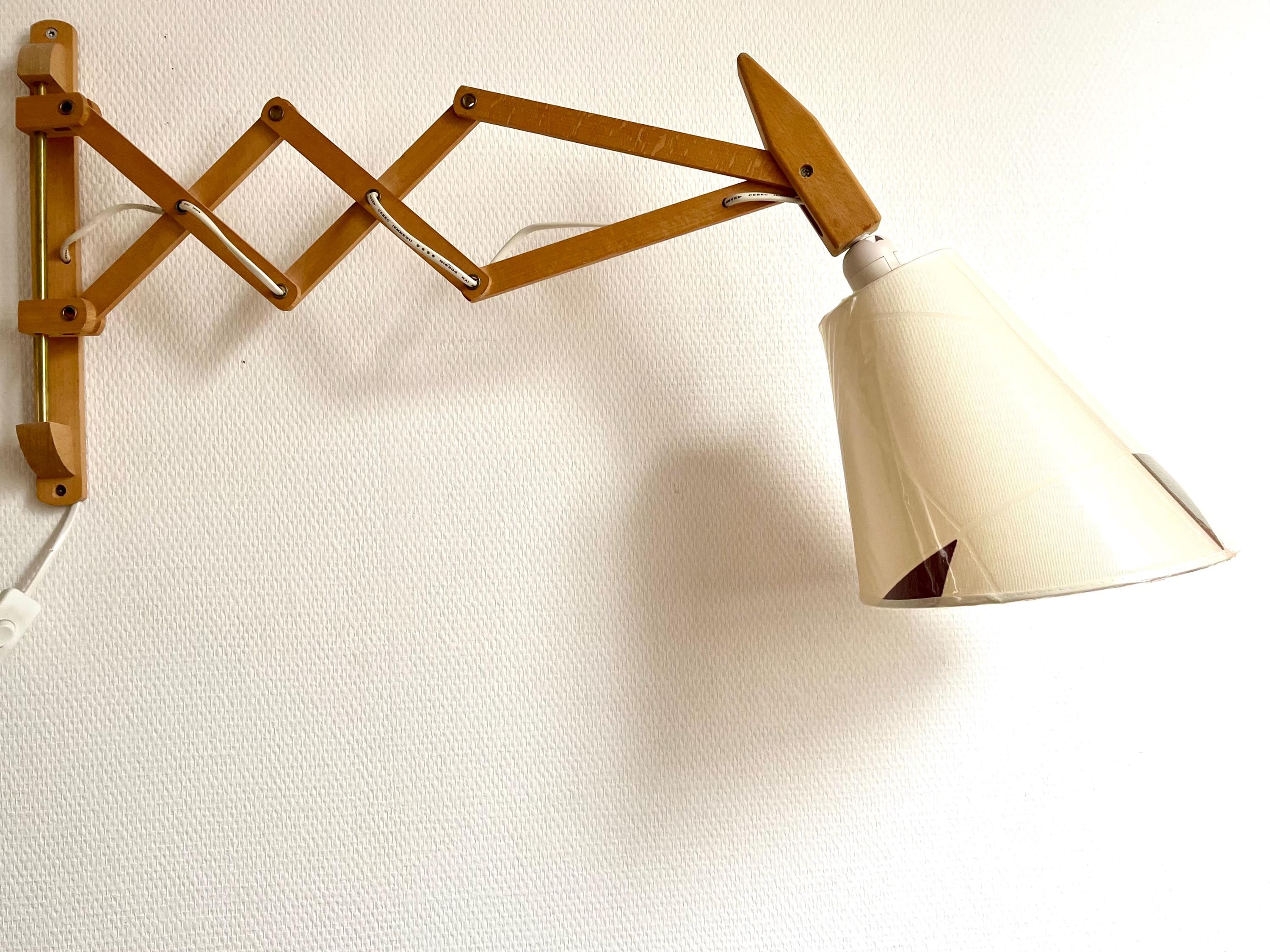 Danish Scissor Lamp, Solid Oak Wood Scissor Lamp, Including Brand