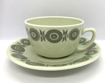 Taza de té Porsgrund Norway, un raro juego de dos piezas coleccionable, diseño vintage escandinavo.