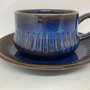 Gefle Kosmos large teacup duo sets blue, mint condition large teacups designed by Berit Ternell in 1966, vintage Swedish design