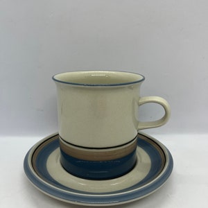 Arabia Uhtua mug, large Cocoa / Tea mug with saucer, Inkeri Leivo /  Ulla Procopé vintage Finnish design
