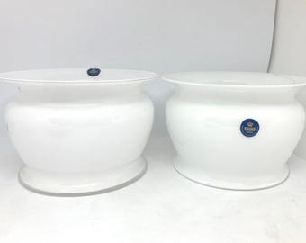 Macetas Holmegaard, juego de dos maceteros "Amfora" en perfecto estado, diseñadas por Michael Bang, diseño danés vintage.