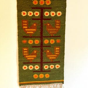 Vintage Scandinavian Kelim tapestry, double woven Wool wall decor, 1970s Scandinavian design