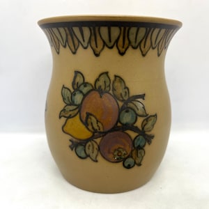 L Hjorth vase with Fruits on the Branch, MINT condition Danish ceramic art Nouveau vase hand decorated, vintage Danish design