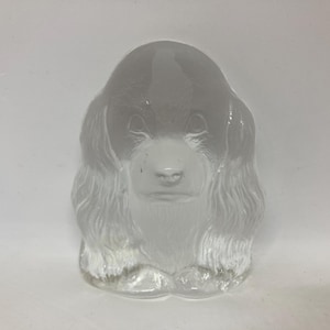 Swedish Crystal Dog paperweight, signed Swedish Glass Dog / Spaniel, Mats Jonasson Swedish Crystal Glass, vintage Swedish design