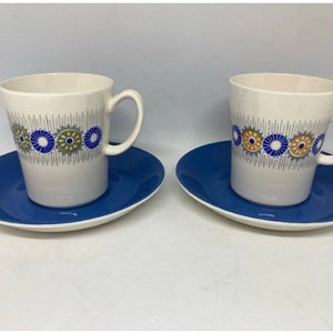 Duo de tasses à café Figgjo, deux variations de couleurs différentes, design norvégien très rare