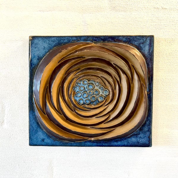 Marianne Starck, mint condition ceramic wall plate, rare plaque designed for Michael Andersen Bornholm Denmark, midcentury Danish ceramics