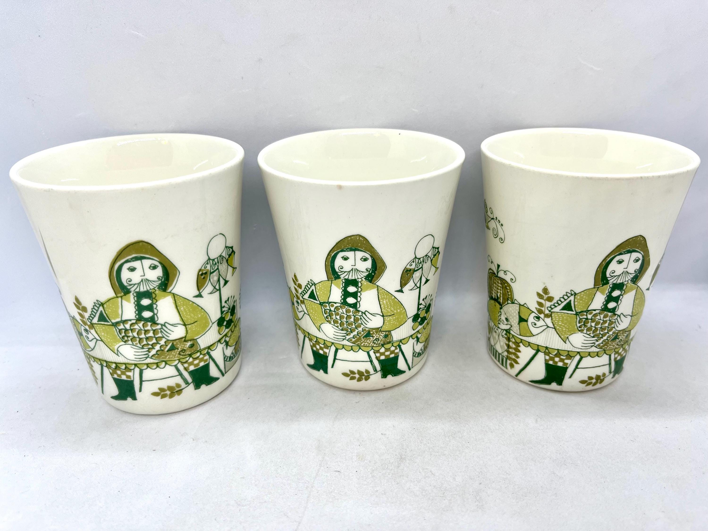Figgjo Flint Market Mugs, Set of Five No Handle Cups, Designed by
