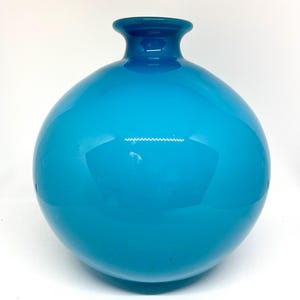 Holmegaard Carnaby vase, EXTREMELY rare large size ball vase Blue, designed by Per Lütken/ Christer Holmgren in 1968, vintage Danish design
