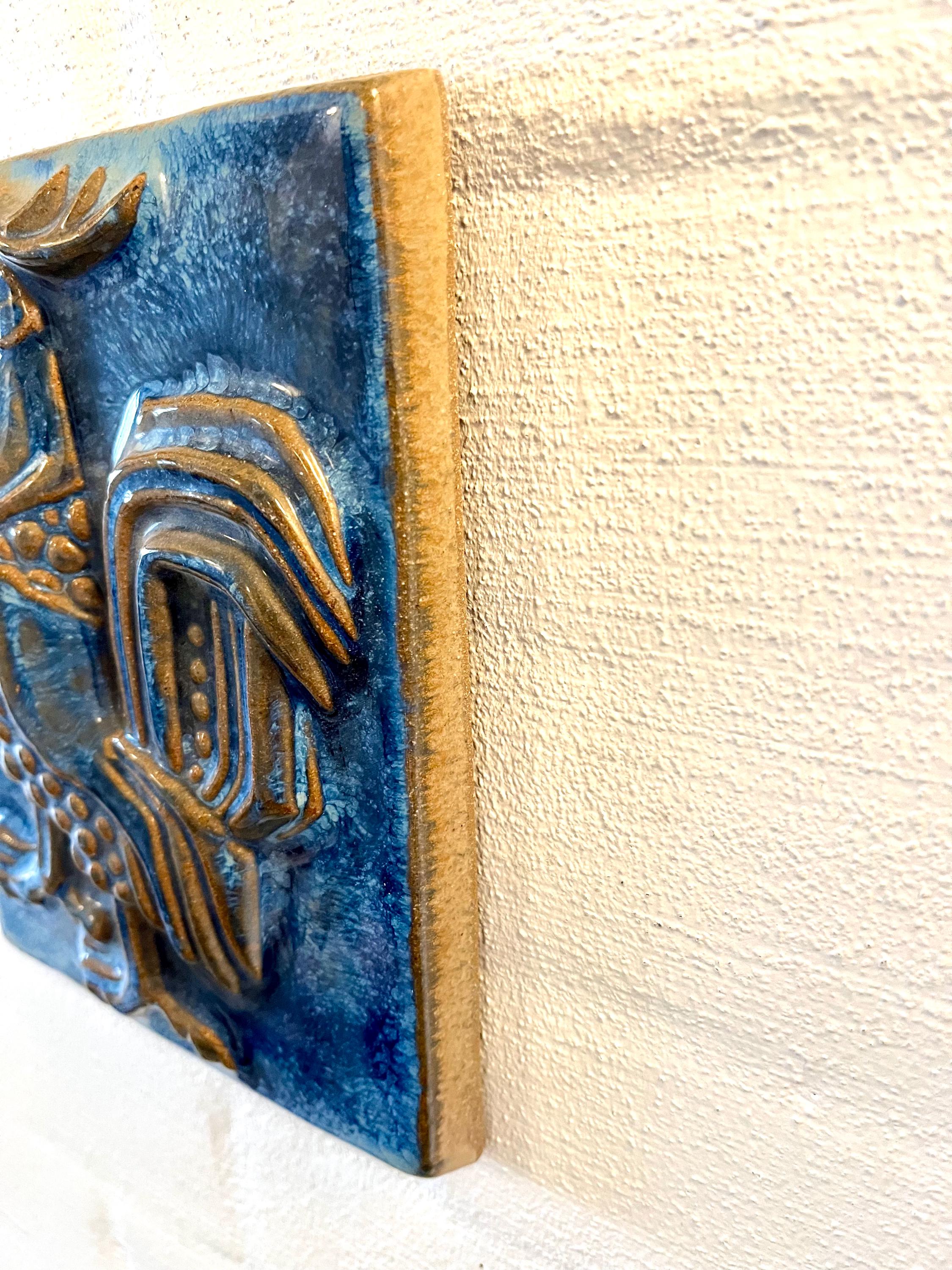Marianne Starck Ceramic Wall Plate, Rare Blue Glaze Version, for
