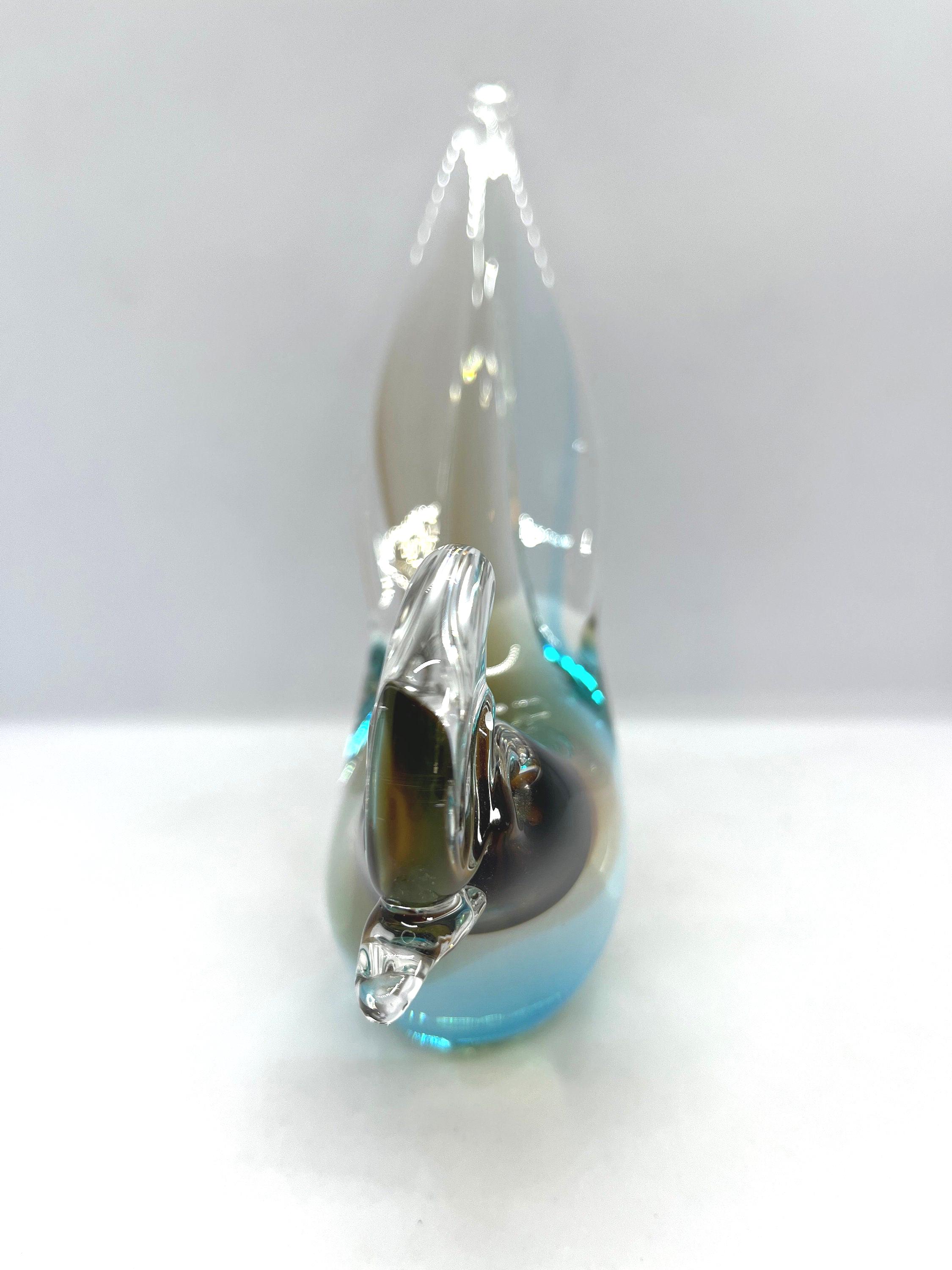 Swedish Crystal Glass Bird, Handmade Vintage Art Glass, Färe