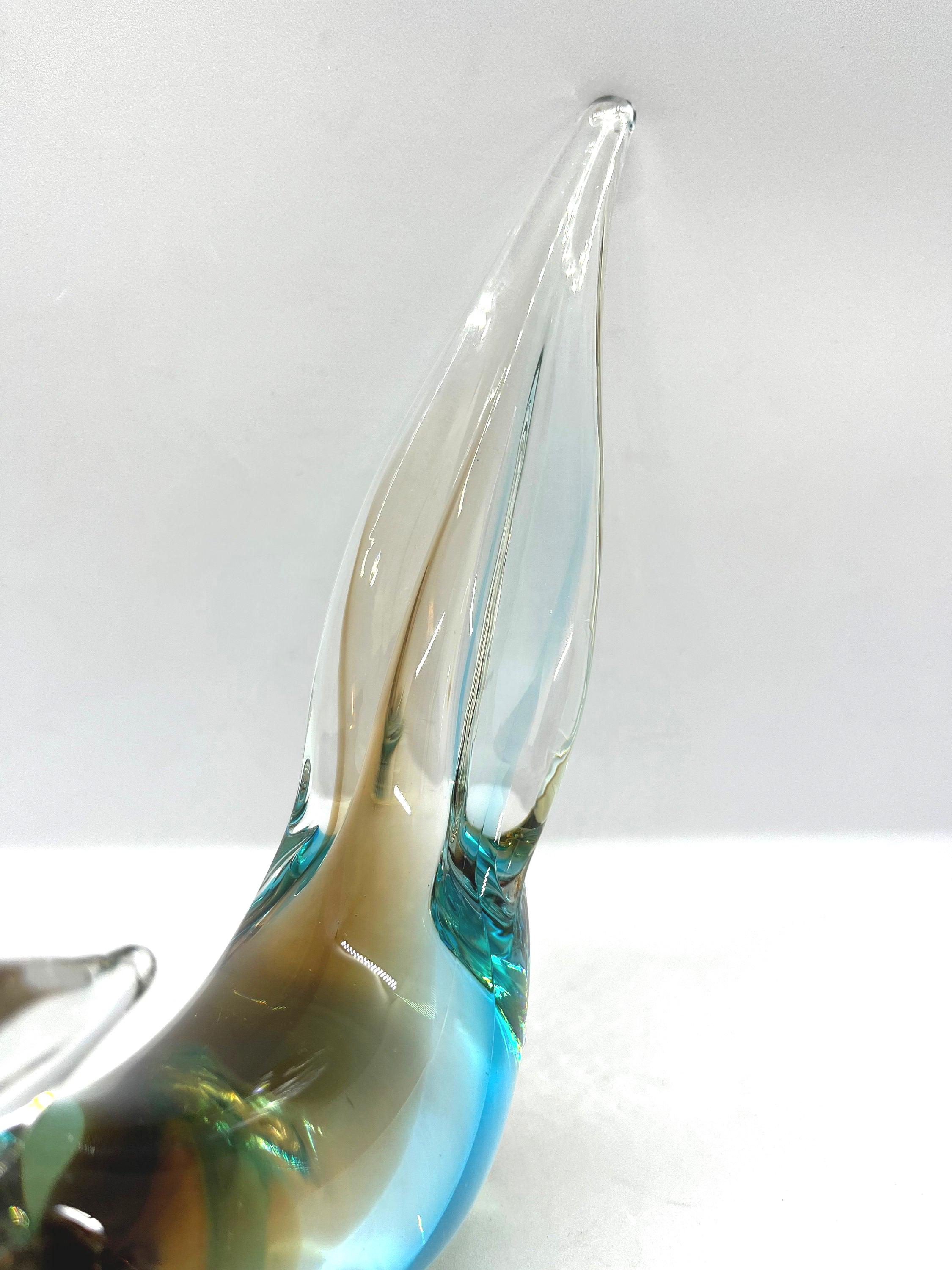 Swedish Crystal Glass Bird, Handmade Vintage Art Glass, Färe
