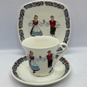 Figgjo Norge coffee cup trio sets MINT, very rare vintage Norwegian design