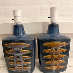 Soholm ceramic table lamps, MINT set of two large very rare lamps, designed by Einar Johansen, midcentury Danish design