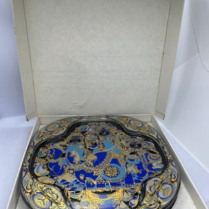 Bjorn Wiinblad Christmas Glass plate for Rosenthal, original box with annual large Glass Christmas plate 1978