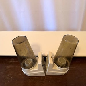 IFÖ sconces and shelf, Beige set of two wall lamps 6080 with Stromboli Glass shades, and matching shelf, Sigvard Bernadotte Swedish design
