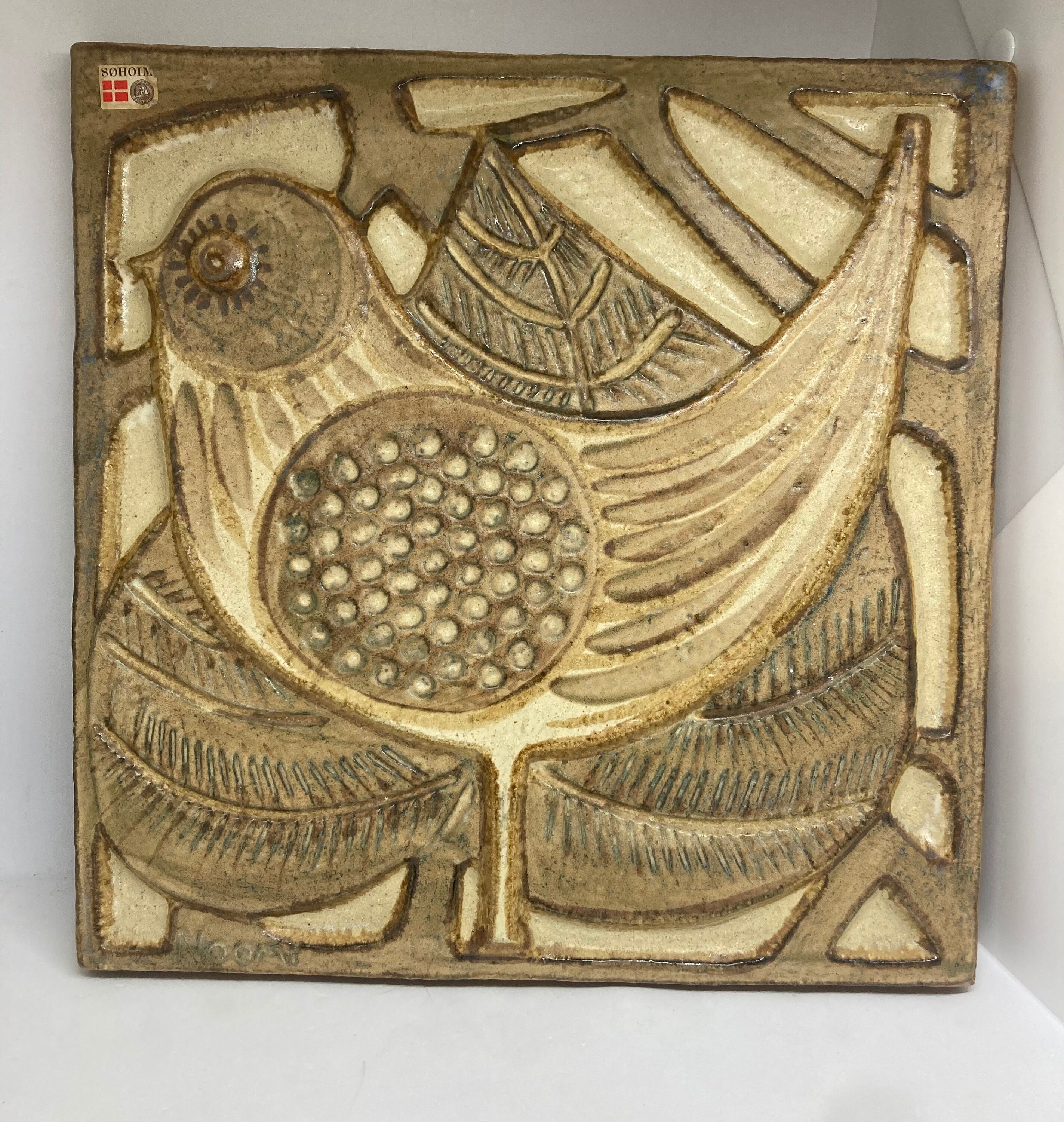 Soholm Plaque, UNIQUE Large Ceramic Wall Plate Bird Motif 3591