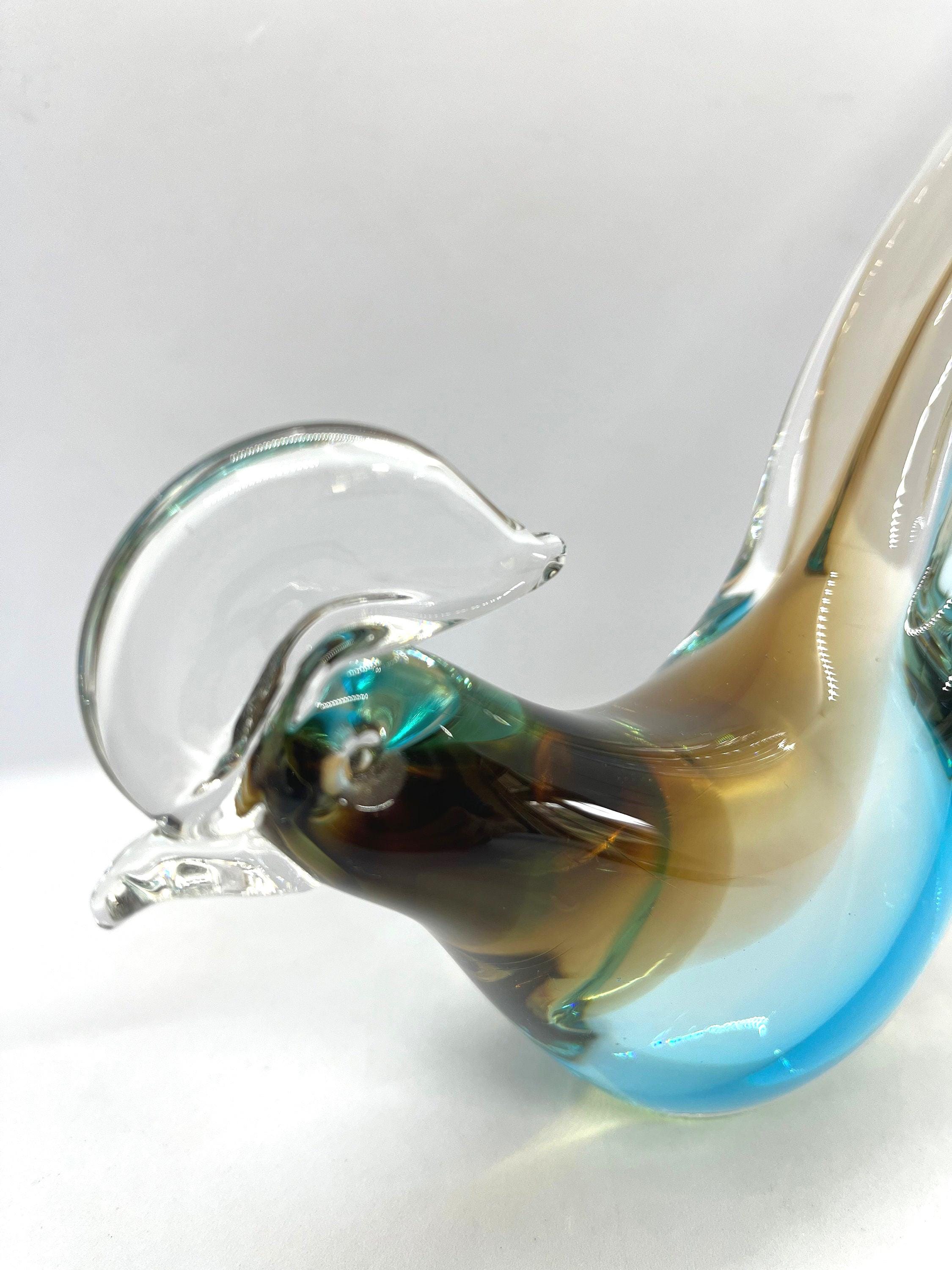 Swedish Crystal Glass Bird, Handmade Vintage Art Glass, Färe