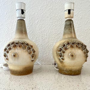 Soholm ceramic table lamps, MINT set of two extremely rare table lamps, designed by Einar Johansen, midcentury Danish design