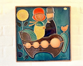 Soholm Ceramic Wall Plate, Rare Large Ceramic Wall Plate Signed