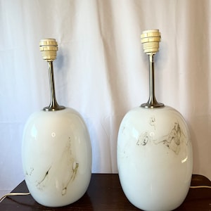 Holmegaard Sakura Yellow/Grey XL, set of two X LARGE oval shaped table lamps, Michael Bang Danish vintage design