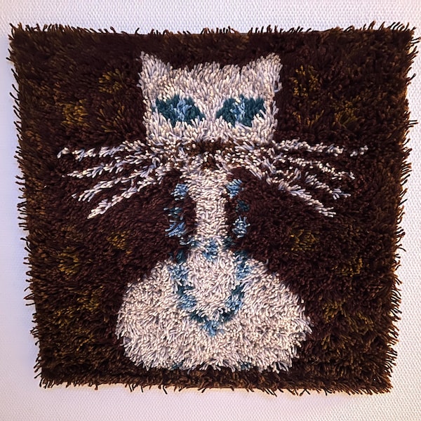 Danish Ege Rya Rug/ Tapestry 100% Wool, Cat motif small version, original vintage Danish design