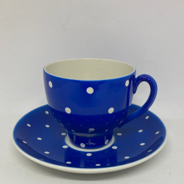 Coppia di tazze da caffè Gefle Amanita BLU, Helmer Ringström / Arthur Percy, Uppsala-Ekeby Gefle Design svedese della metà del secolo