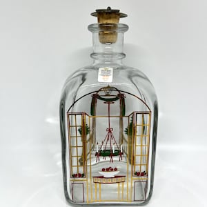 Botella navideña Holmegaard, botella Akvavit de 1986, diseñada por Michael Bang / Jette Frölich, diseño vintage danés