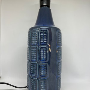 Soholm table lamp, large Einar Johansen ceramic table lamp, blue glaze vintage design, midcentury Danish design
