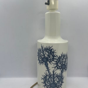 Fog og Mørup/ Royal Copenhagen porcelain table lamp Thistle motif, Kaj Lange vintage Danish design