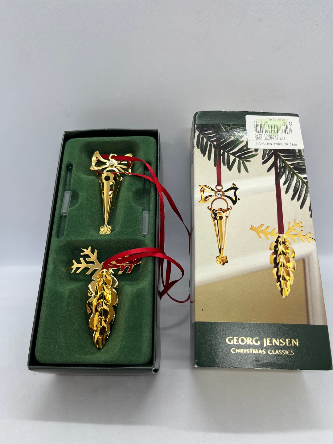 Jensen Christmas Ornaments, Collectible MINT Gold Plated 2005