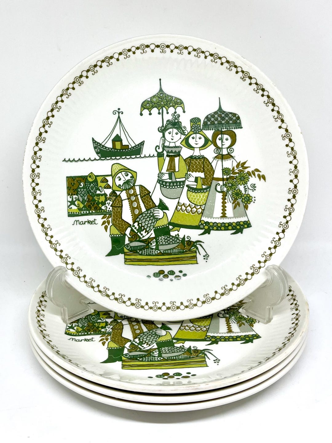 Figgjo Flint Market Lunch Plates, MINT Set of 4 Lunch /breakfast