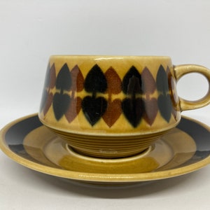Arabia Motti coffee/tea duo, RARE cups designed by Raija Uosikkinen, vintage Finnish stoneware design