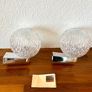 Vintage Bathroom lights, very rare KNIES Germany 1960s Space Age lamps in original boxes, never used, for hard wiring, vintage German design