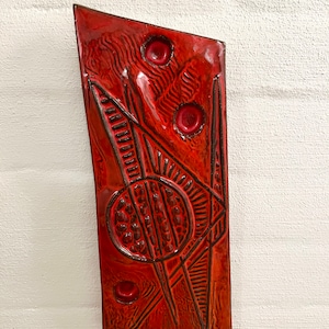 Upsala Ekeby ceramic wall plate, MINT condition EXTREMELY rare Ester Wallin Red glazed ceramic plaque handmade, vintage Swedish design